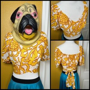 Hippie Chick, PEACH, floral tie crop top!!